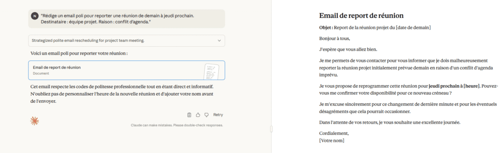 prompt ia Exemple de prompt pour générer un Mail avec Claude AI